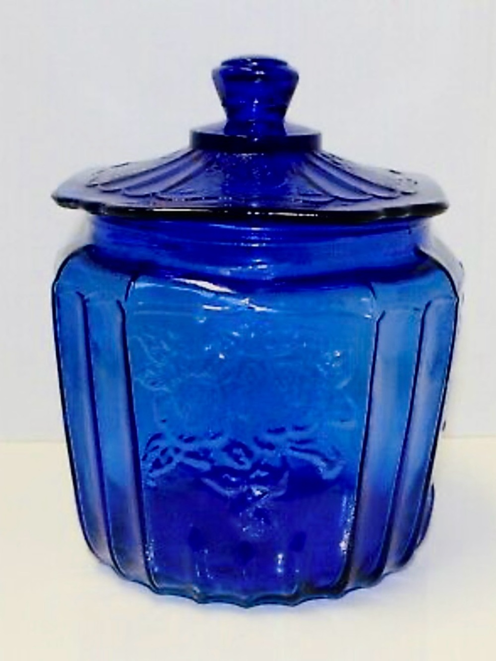Vintage HazelAtlas Cobalt Blue Glass Biscuit Jar